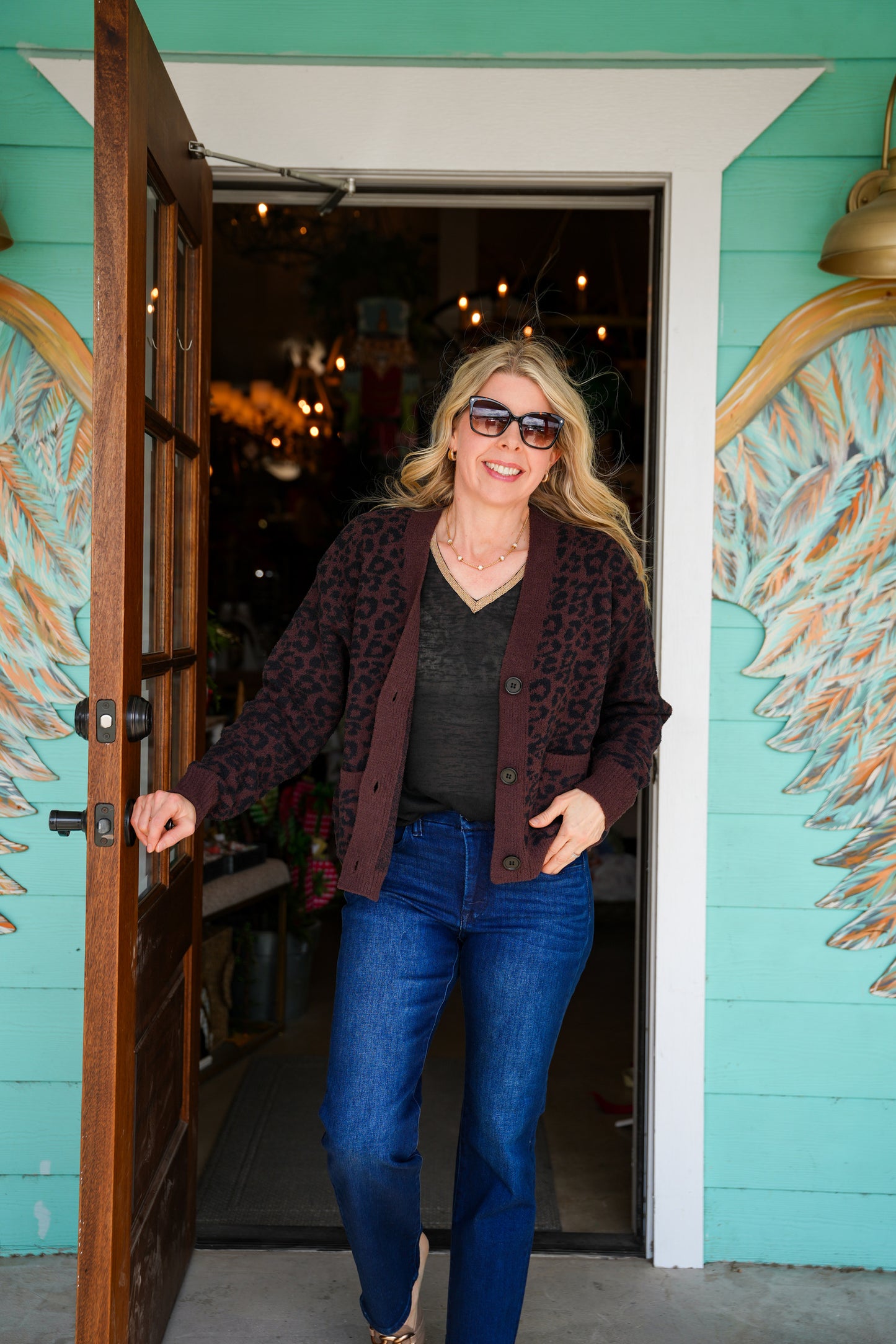 Black V-Neck Gold Detail Tee