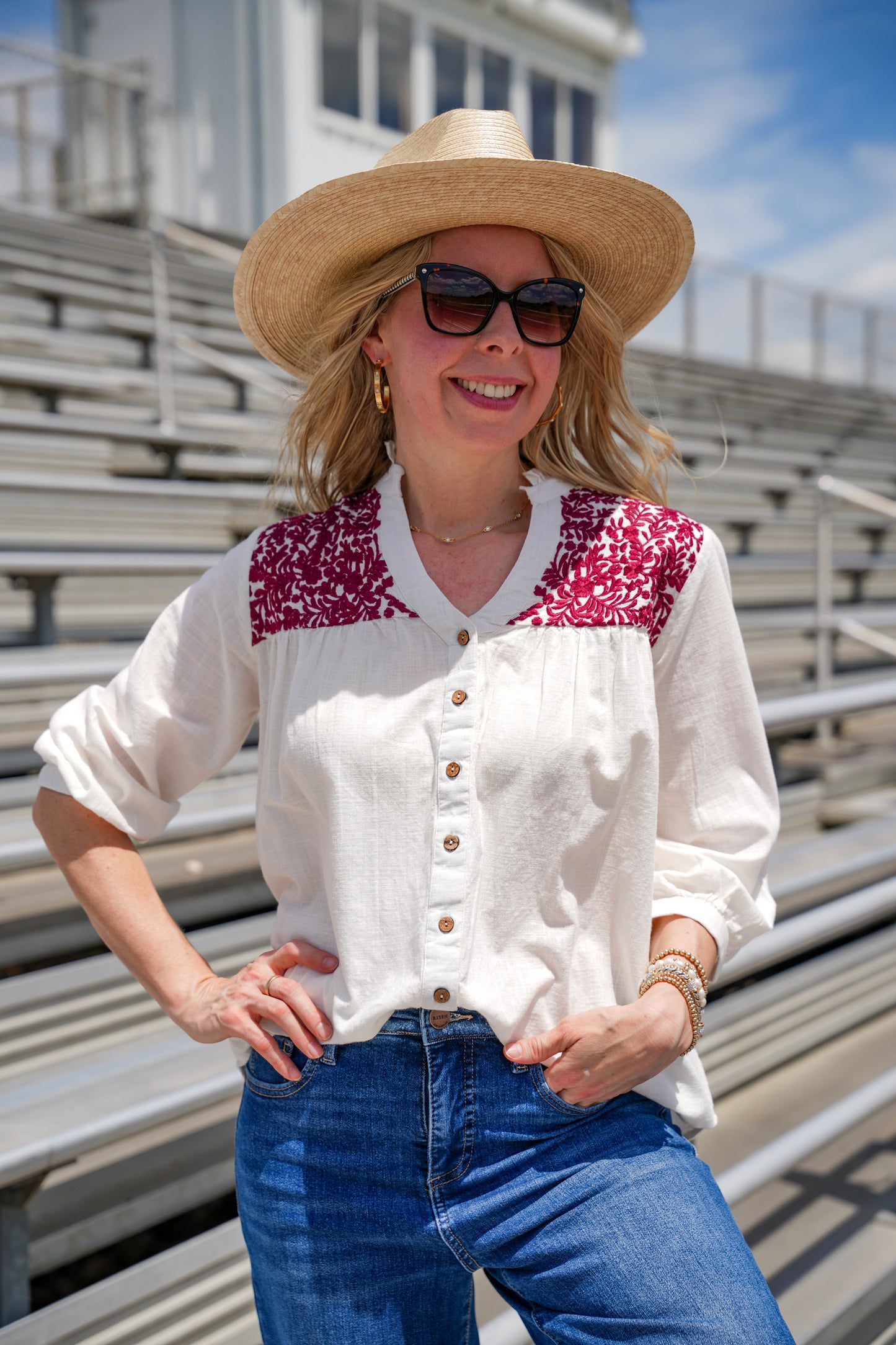 Maroon Embroidered Jane Top