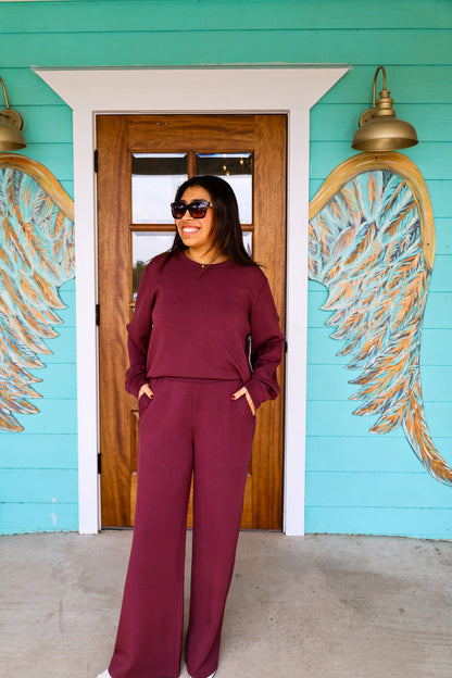Merlot Truffle Cloud Fleese Pants