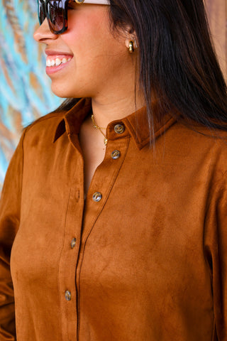 Uncle Frank Chestnut Suede Shirt Dress