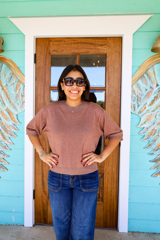 Cognac Fendy Metallic Top