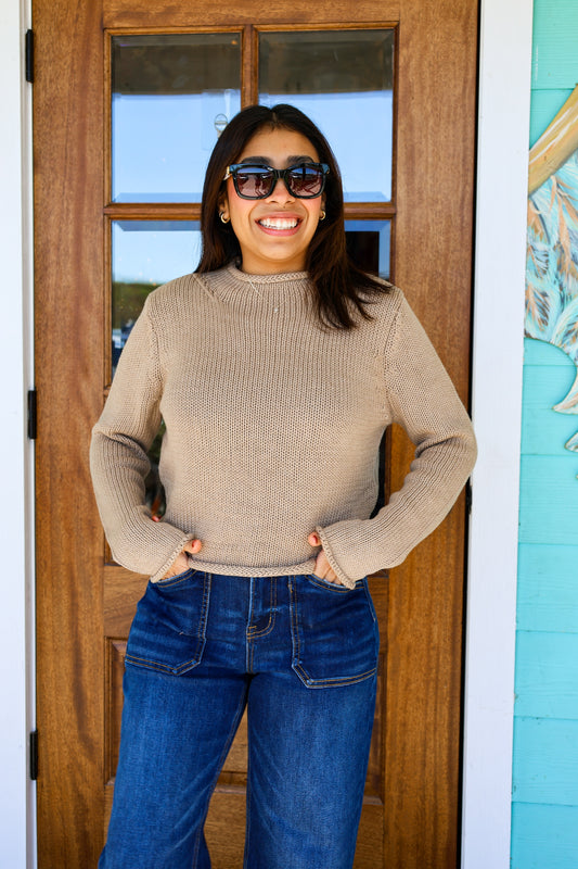 Taupe Rolled Edge Sweater