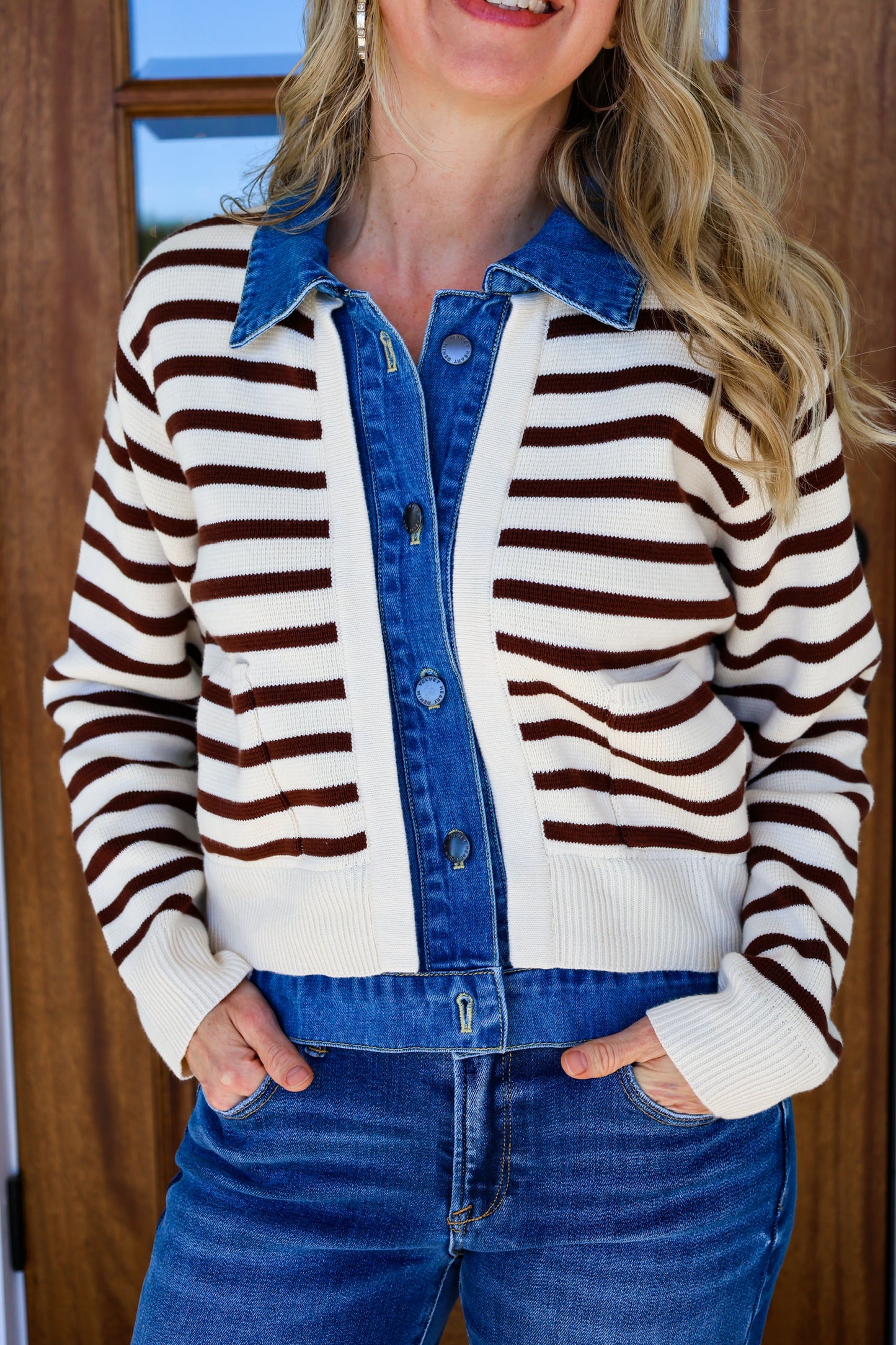 Clove Stripe Denim Sweater Top