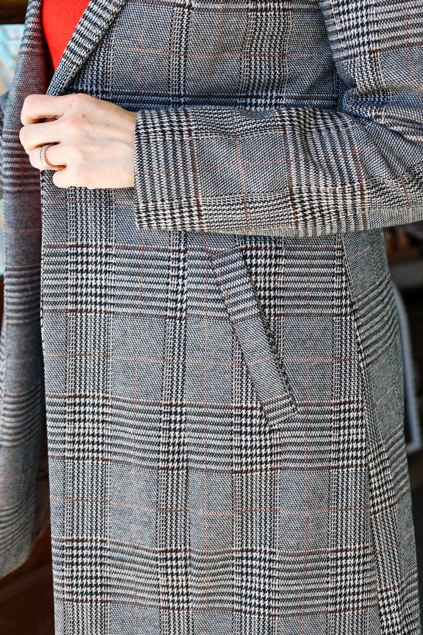 Brown Plaid One Button Jacket