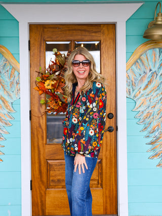 Midnight Floral Print Blouse