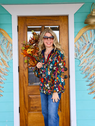 Midnight Floral Print Blouse
