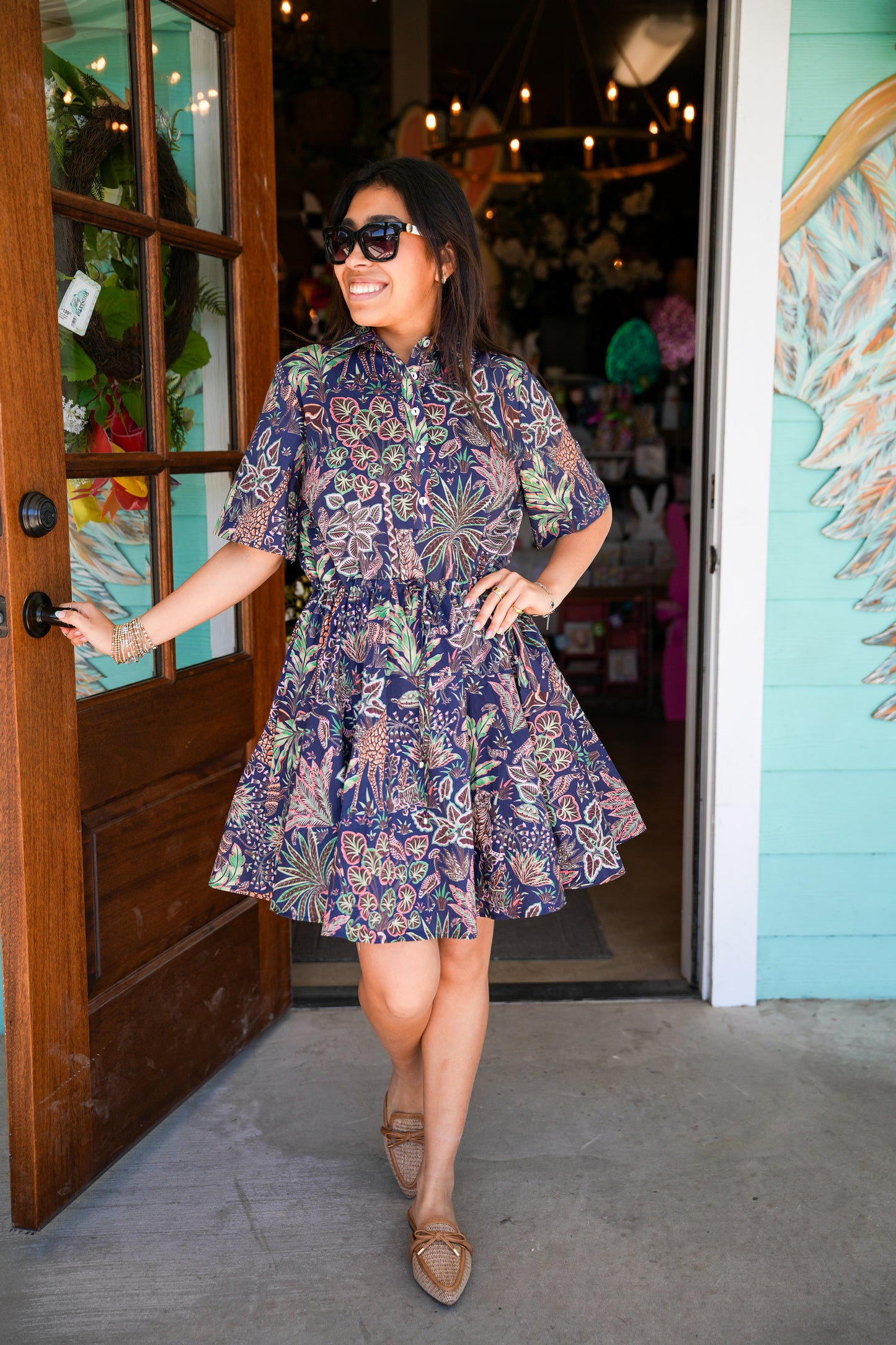 Navy Wild Jungle Print Dress