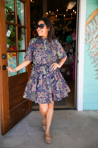 Navy Wild Jungle Print Dress