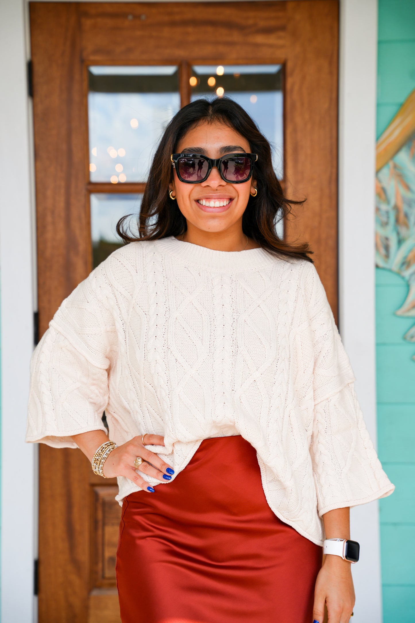 Ecru 3/4 Sleeve Sweater