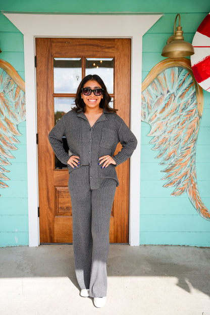 Barefoot Dreams CCUL Lurex Rib Wide Leg Pant