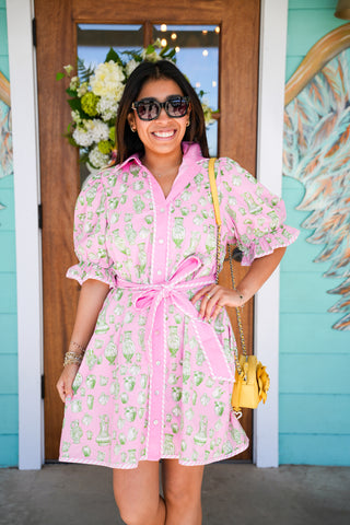 Pink & Green Vase Dress