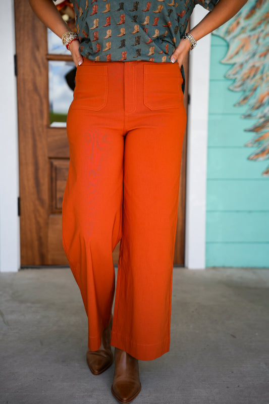 Jake Wide Leg Rust Pant