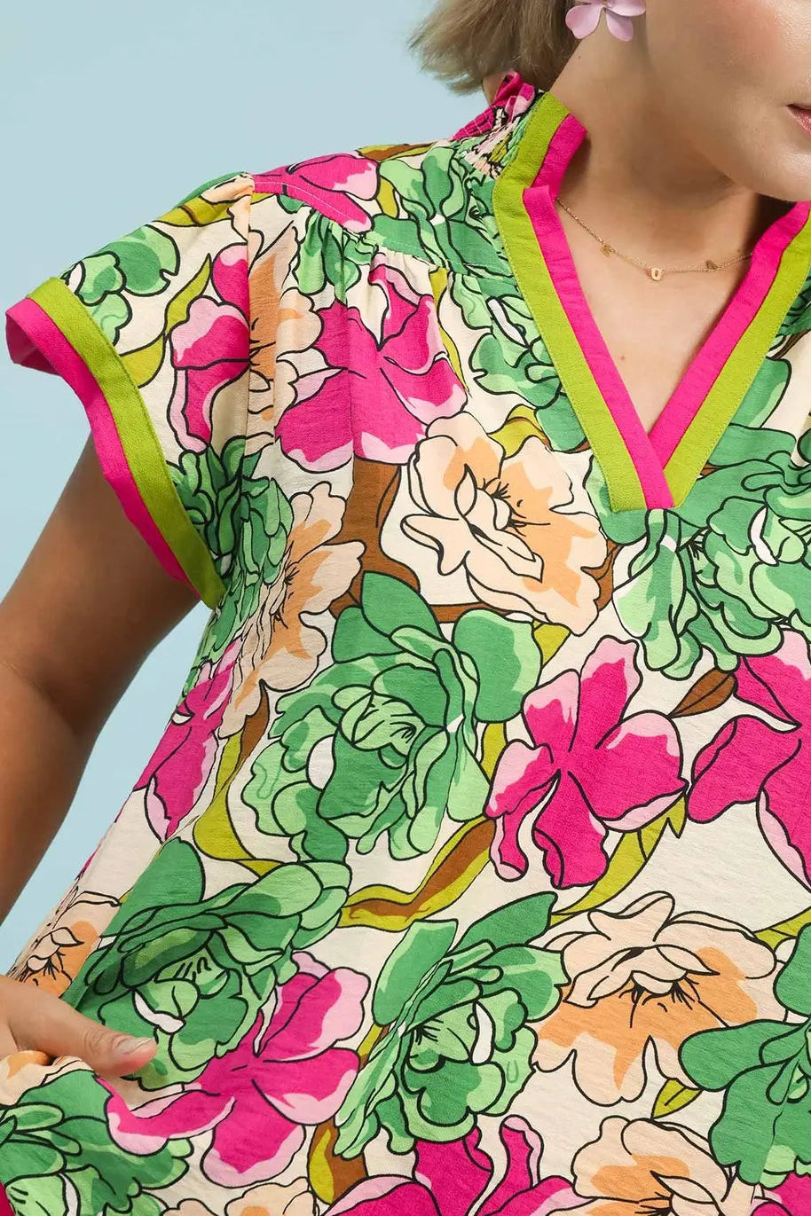Tea Berry Flutter Sleeve Top
