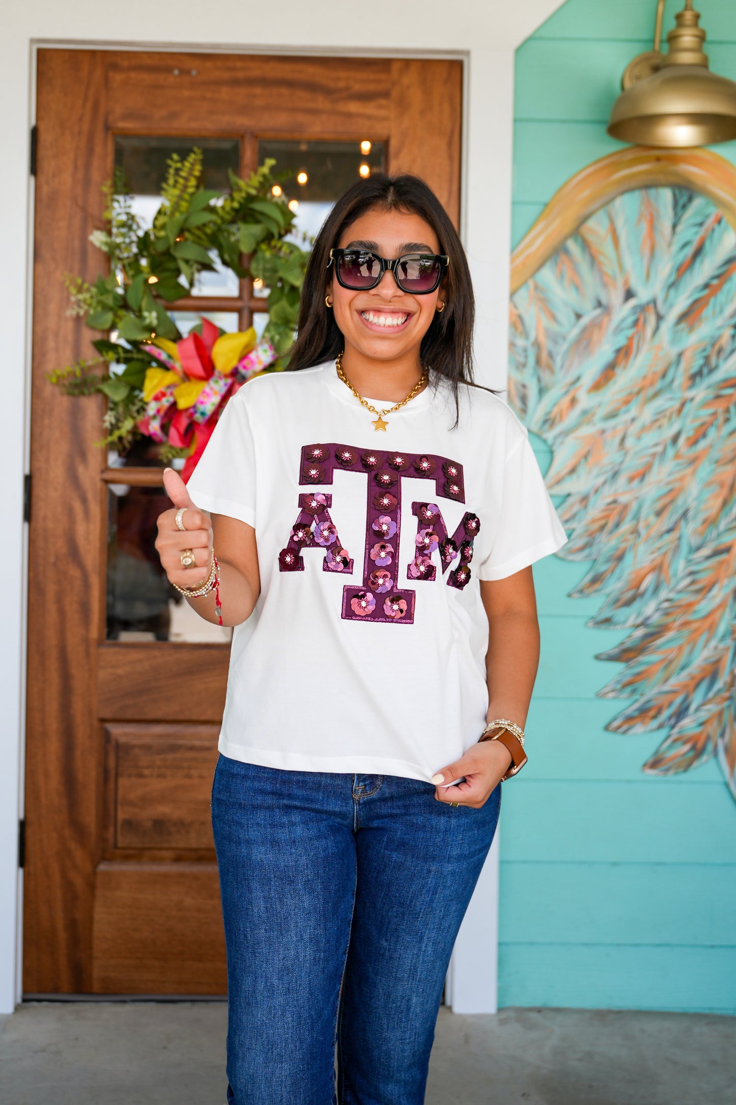 Queen of Sparkles Texas A & M Sequin Logo Tee