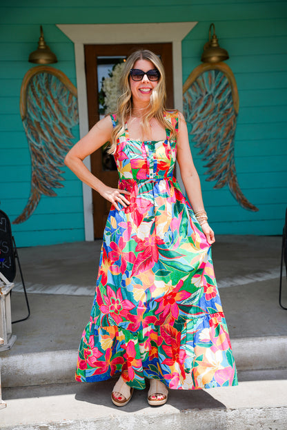 Red Multi Floral Maxi Dress