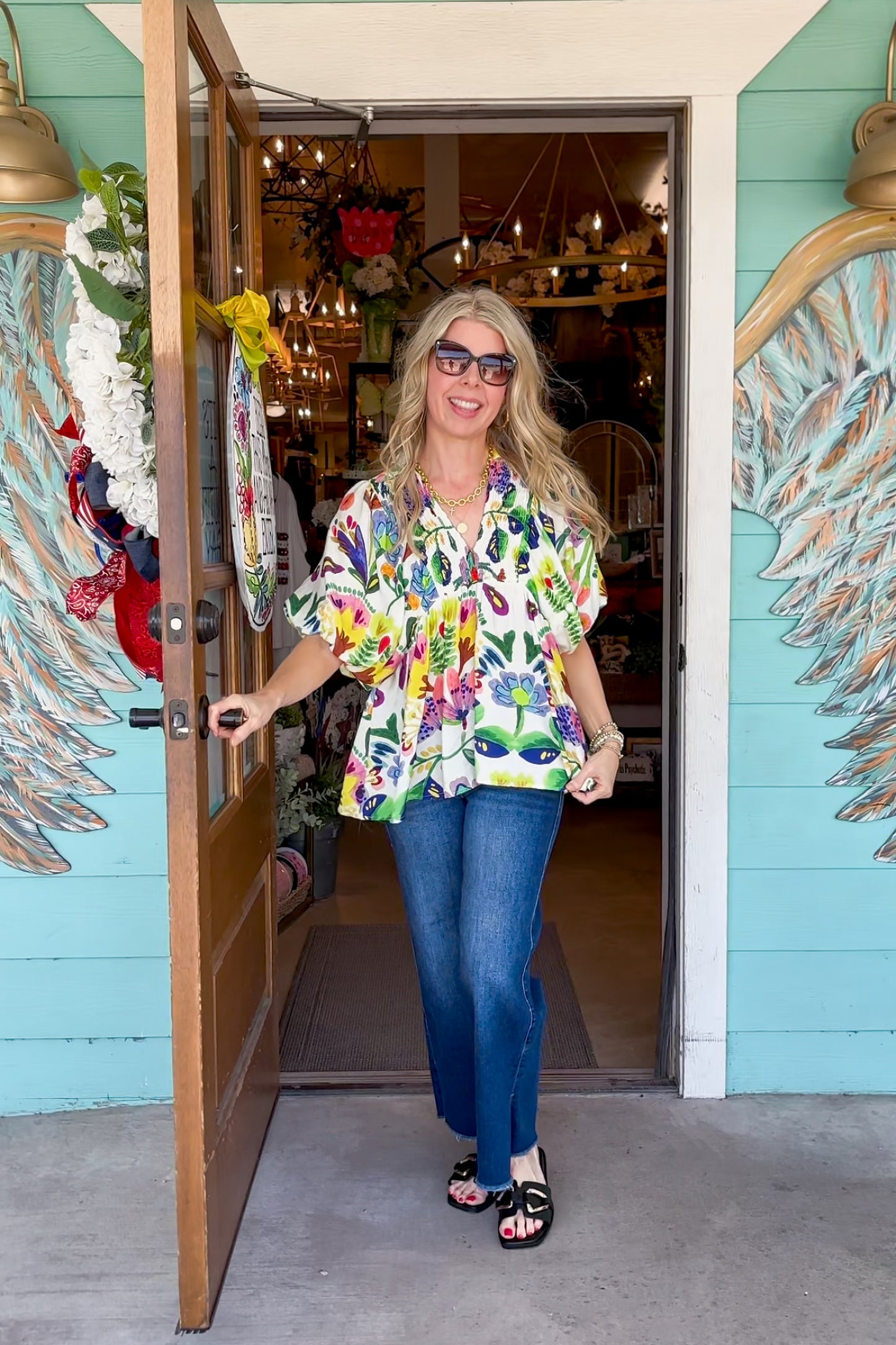 Bright Mixed Floral Tami Top