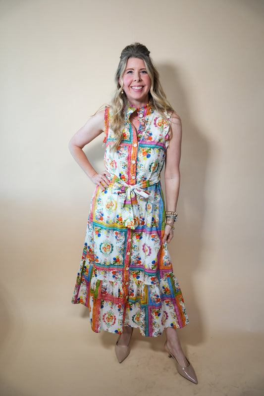 Eloise Blue Porcelain Vines Dress