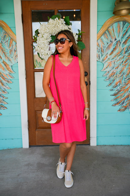 Summer Coral Sleeveless Dress