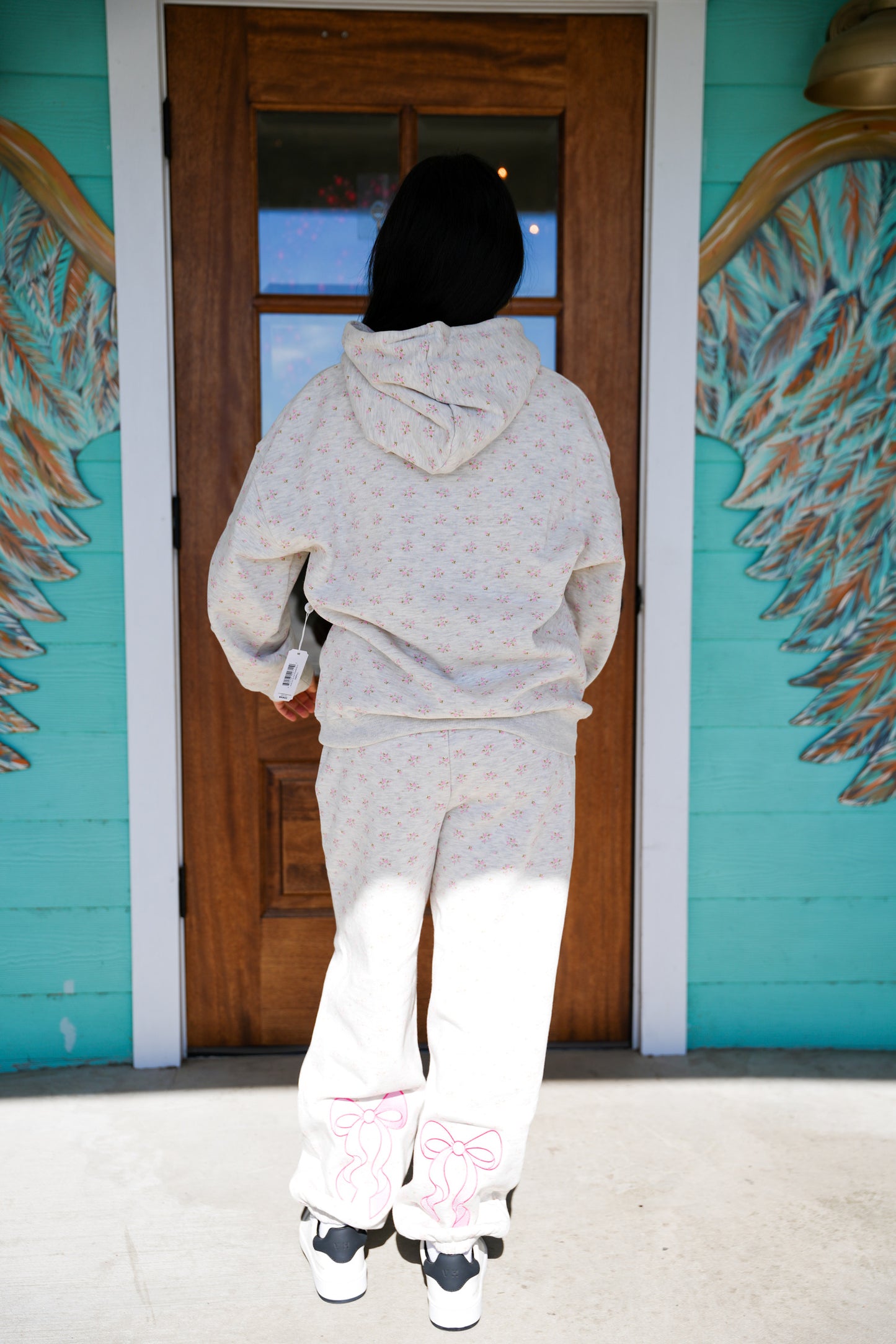 Alice Pink Bow Floral Hoodie