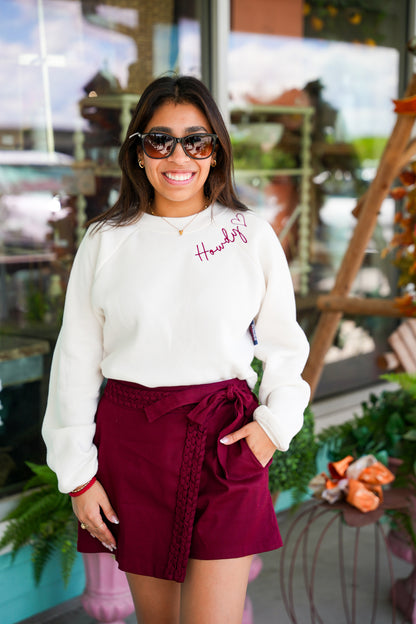 Ivory Howdy Embroidered Sweatshirt