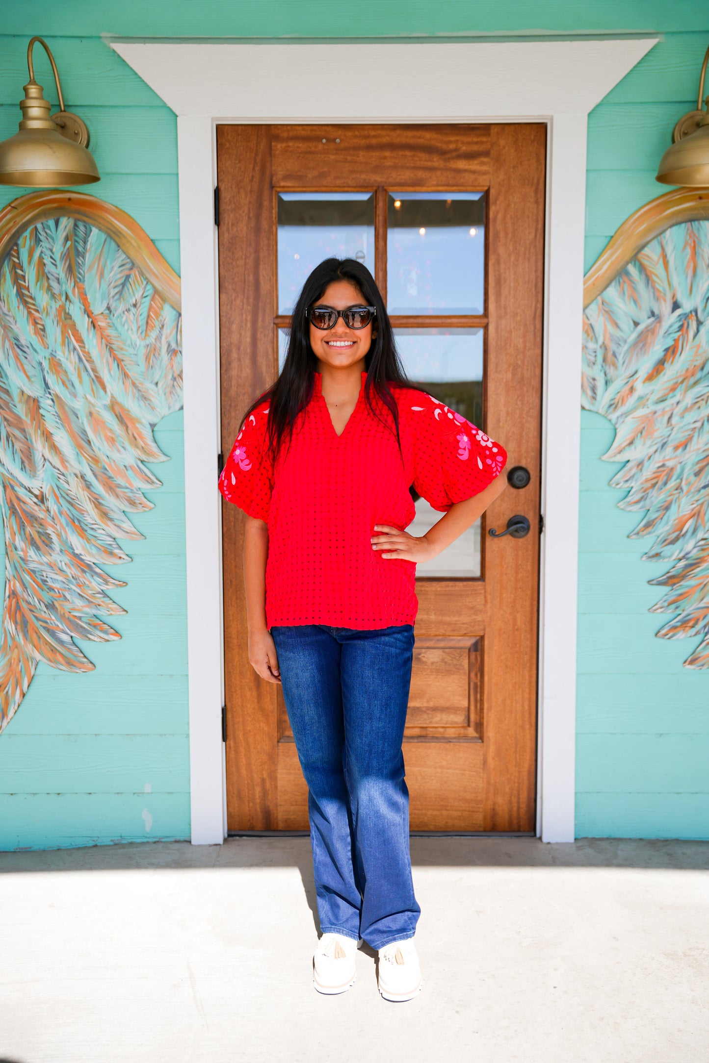 Layerz Red Embroidered Havannah Top