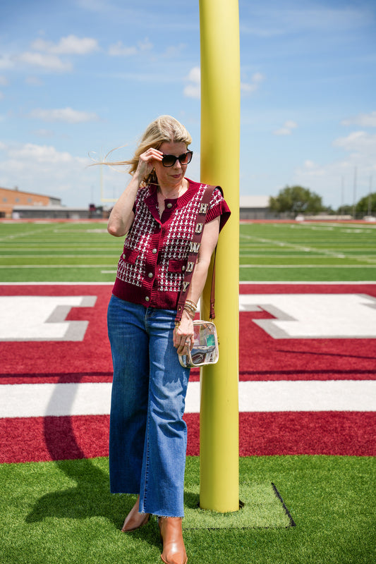 Burgundy Plaid Sweater Vest