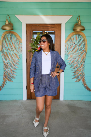 Denim Blue Suit Shorts