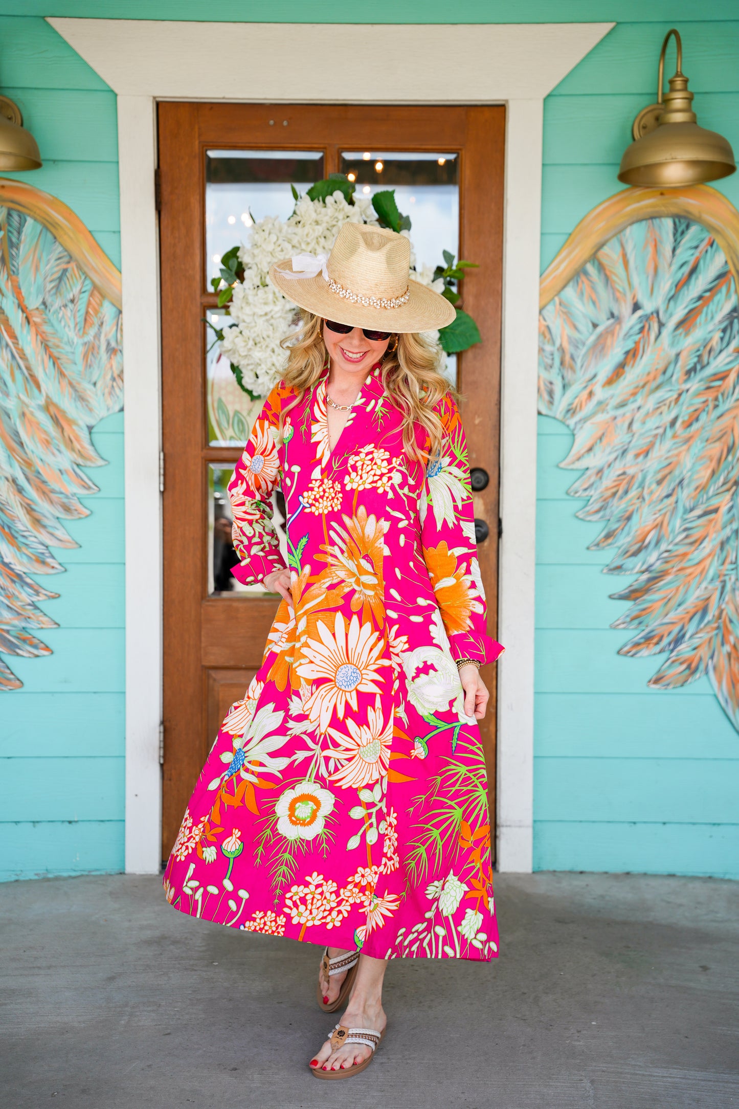 Uncle Frank Fuchsia Floral Patio Dress