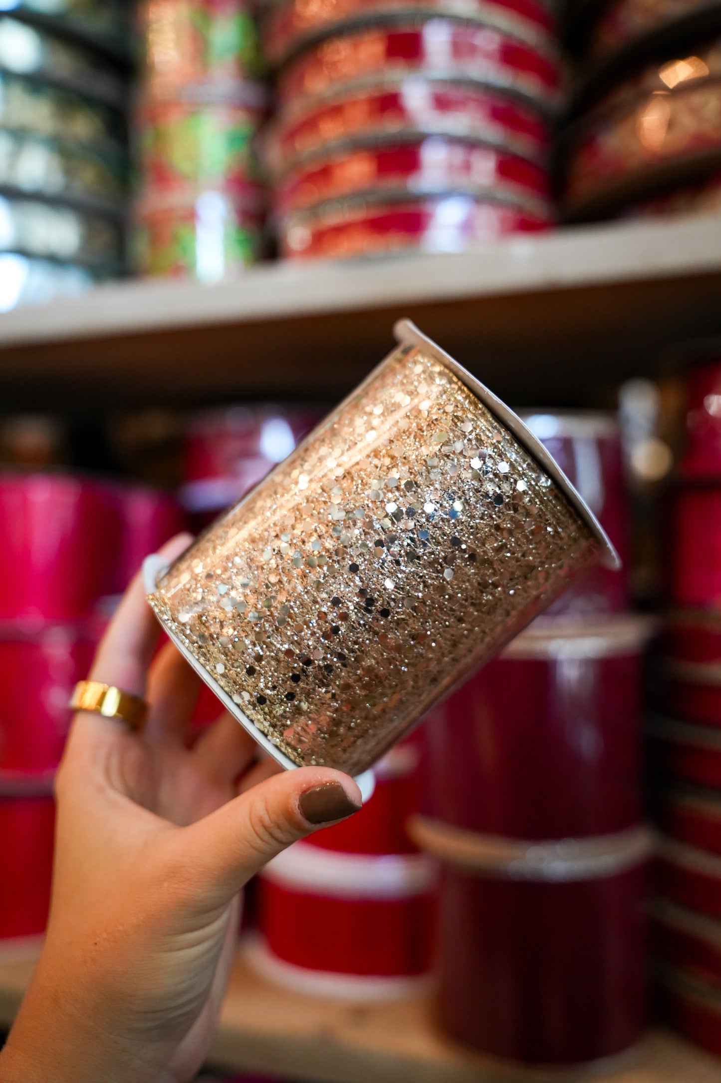 4"x10yds Metallic Heavy Glitter Sequin Ribbon