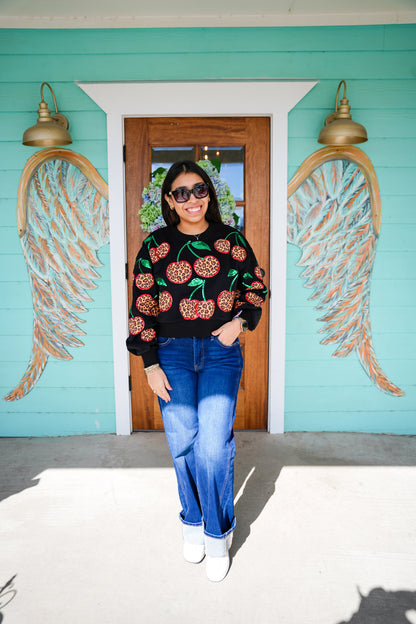 Queen of Sparkles Leopard Cherry Sweatshirt