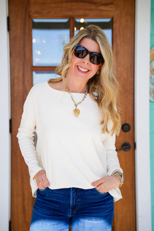 Cream Microfleece Sweateshirt