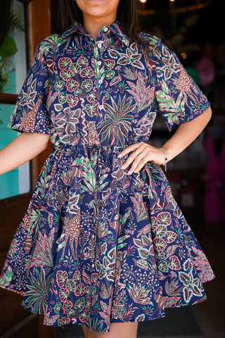 Navy Wild Jungle Print Dress