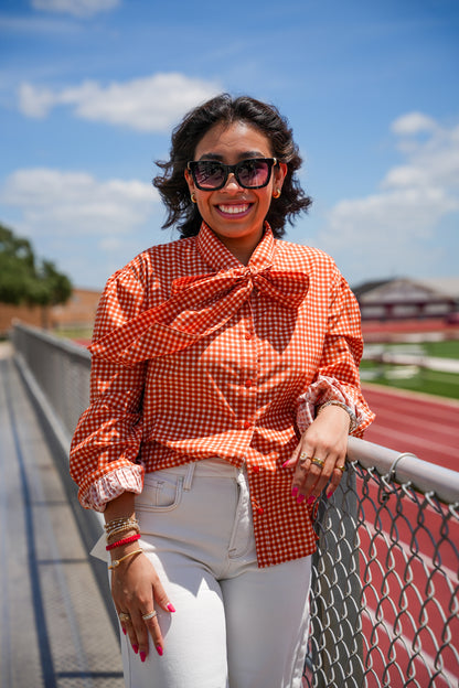 Burnt Orange Sadie Tie Detail Top