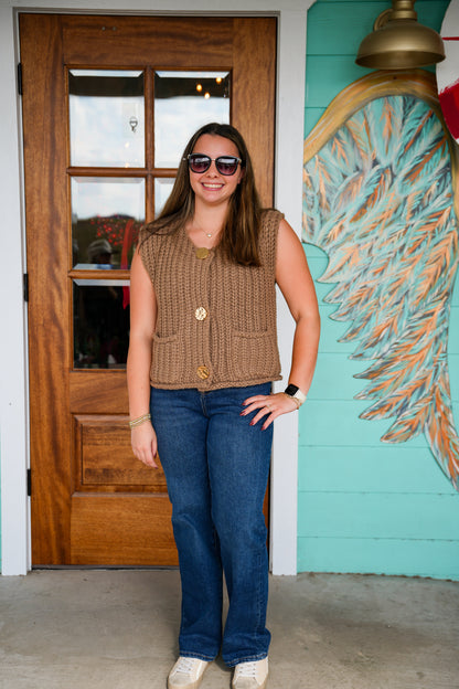 Mocha Chunky Sweater Vest