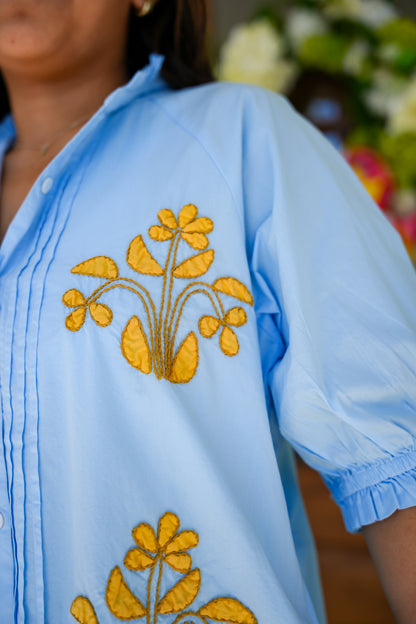 Uncle Frank Blue Block Embroidered Dress