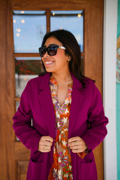Merlot Chic Midi Blazer Jacket