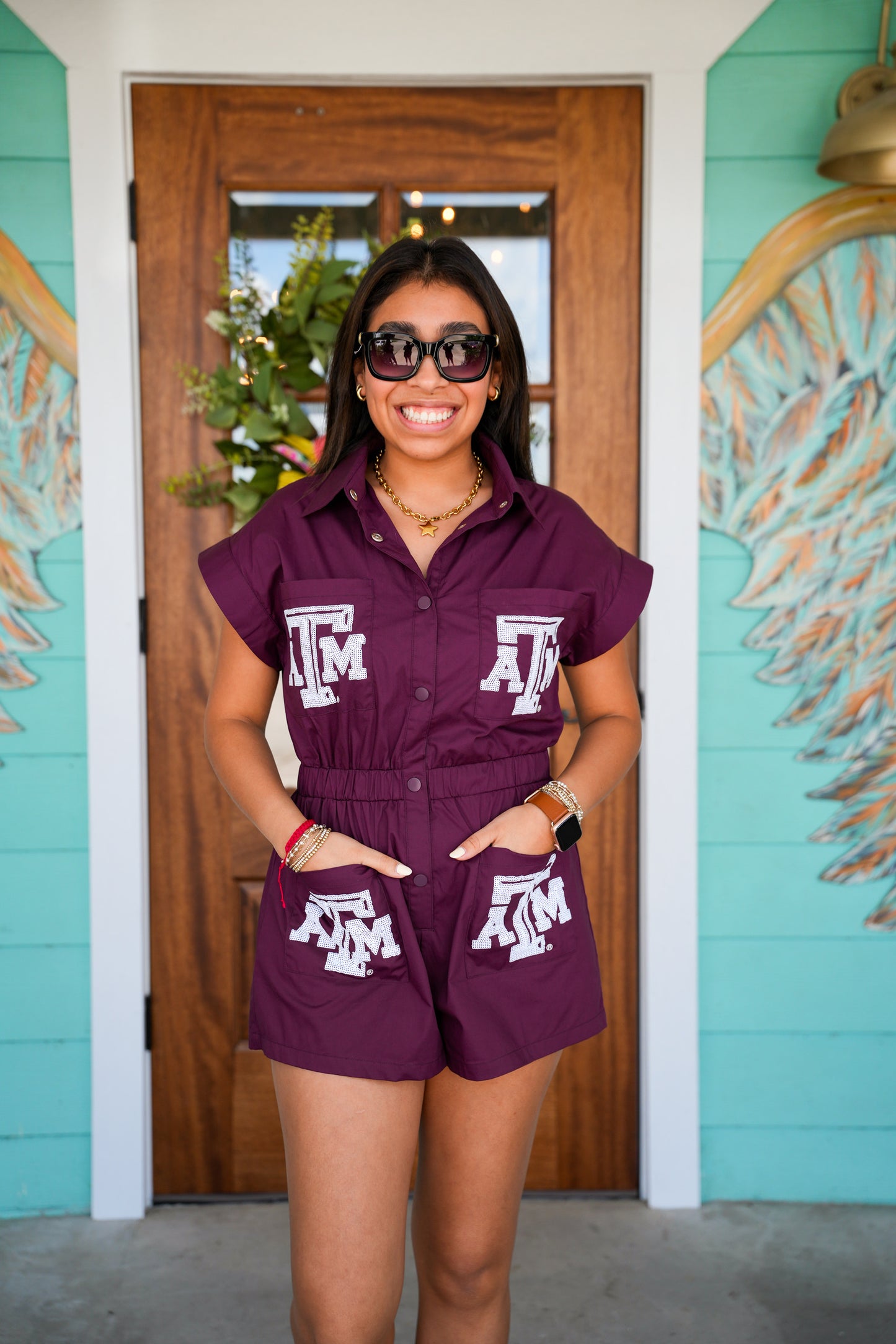 Queen of Sparkles Texas A & M Logo Romper
