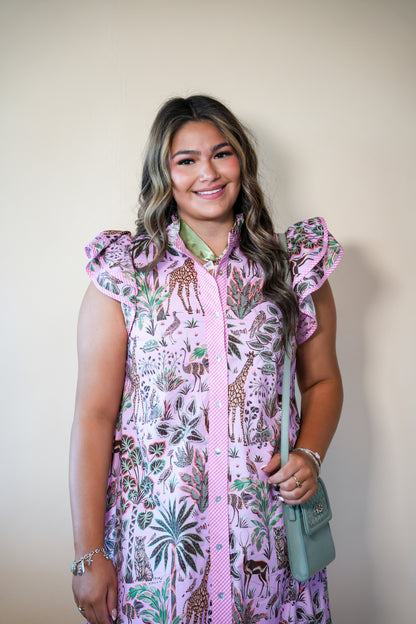 Pink Wild Jungle Print Dress