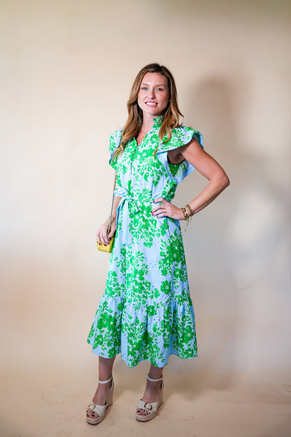 Blue & Green Eyelet Maxi Dress