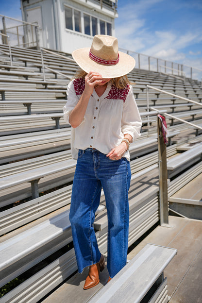 Maroon Embroidered Jane Top
