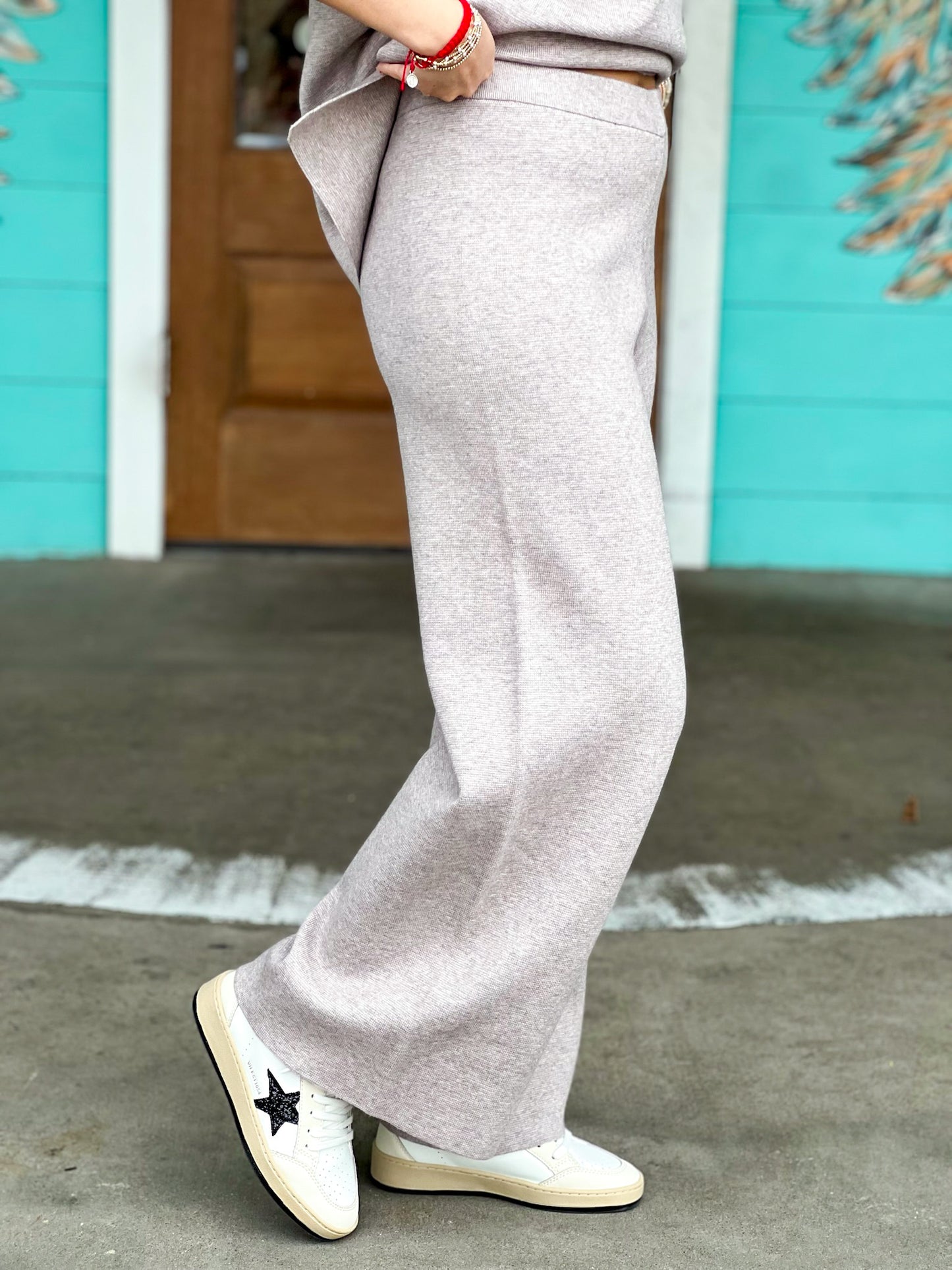 Mocha Cropped Wide Leg Sweater Pants