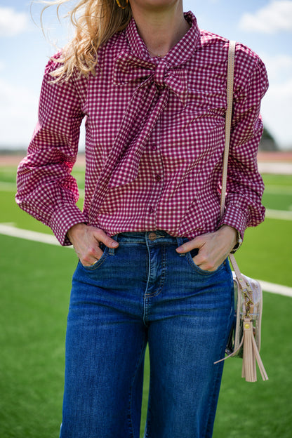 Maroon Sadie Tie Detail Top