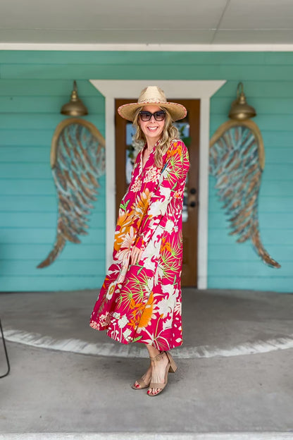 Uncle Frank Fuchsia Floral Patio Dress