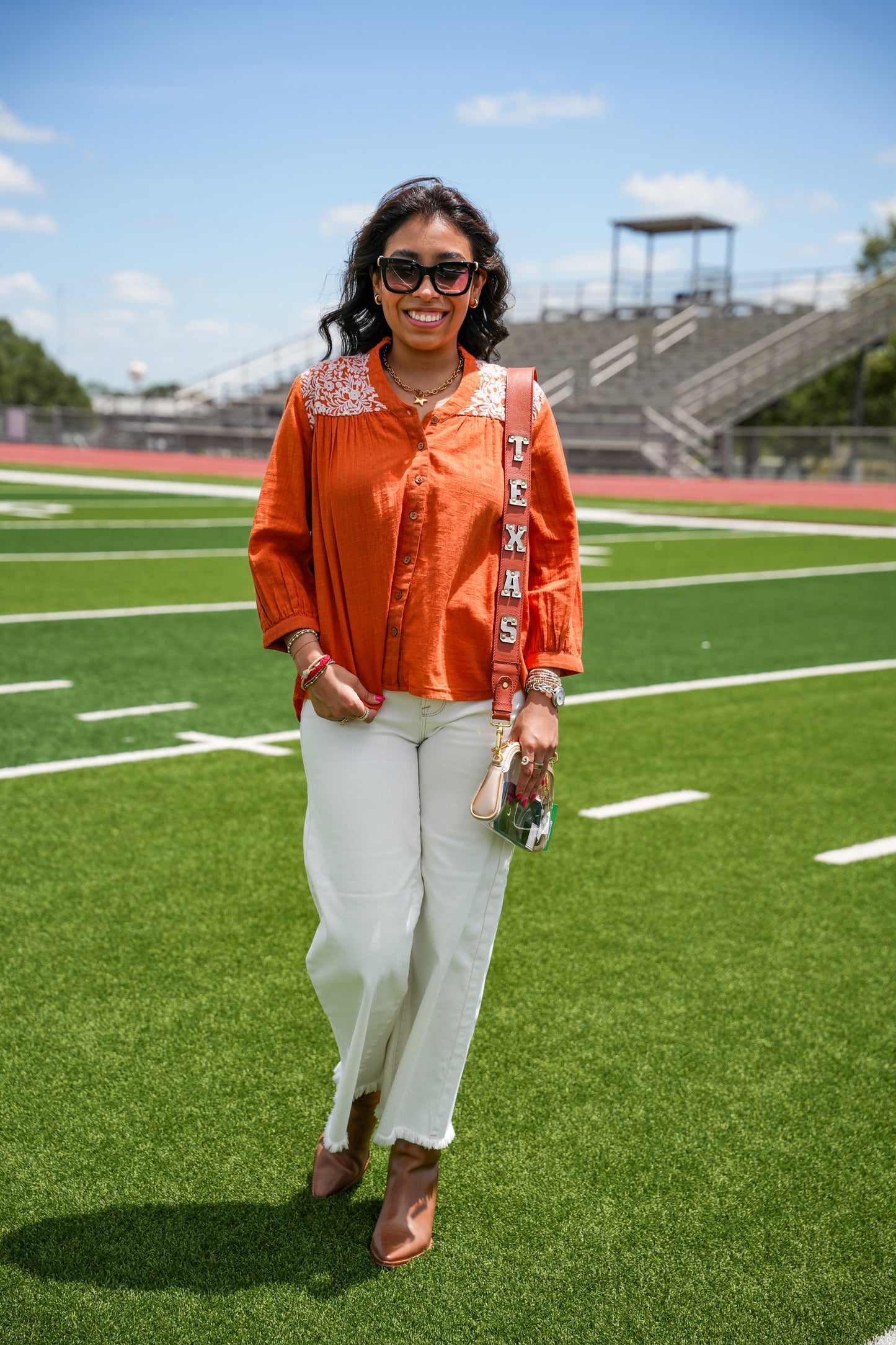 Burnt Orange Embroidered Jane  Top