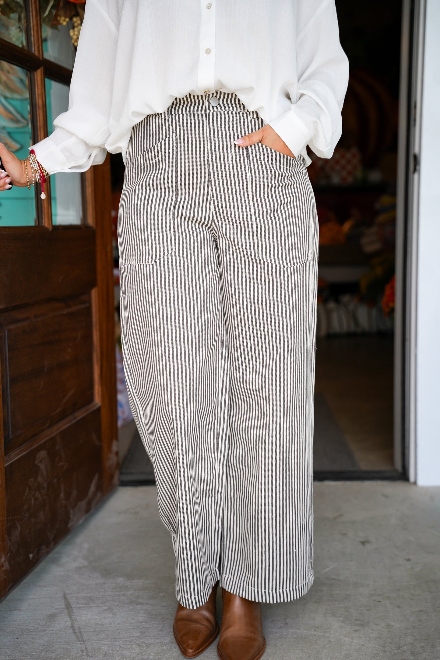 Mocha Pinstripe Pant