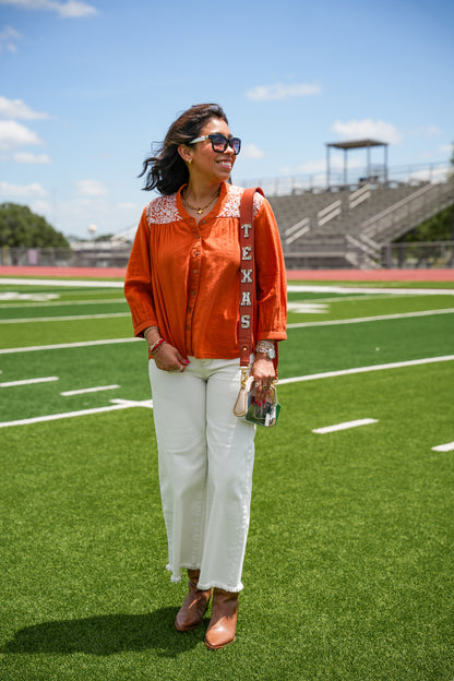 Burnt Orange Embroidered Jane  Top