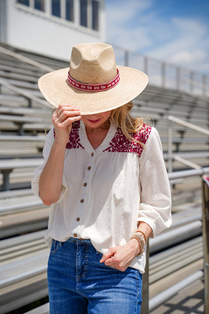Maroon Embroidered Jane Top