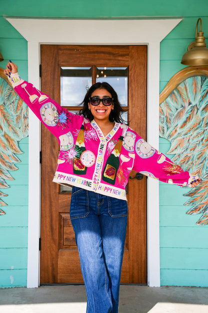Queen of Sparkles NYE Hot Pink Icon Cardigan