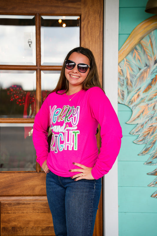 Merry & Bright Sequin Heliconia LS Tee