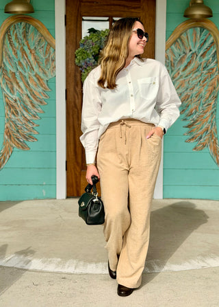 White Classic Gold Button Shirt